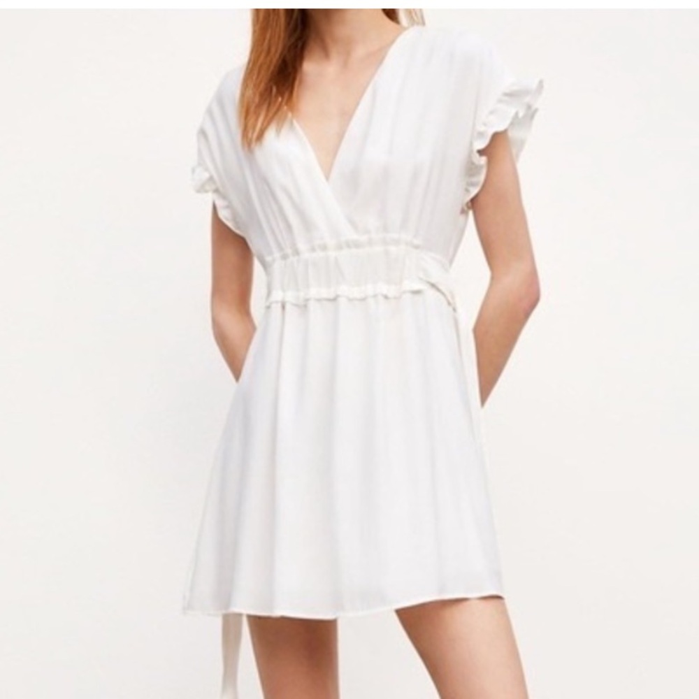 Zara White Ruffle Dress